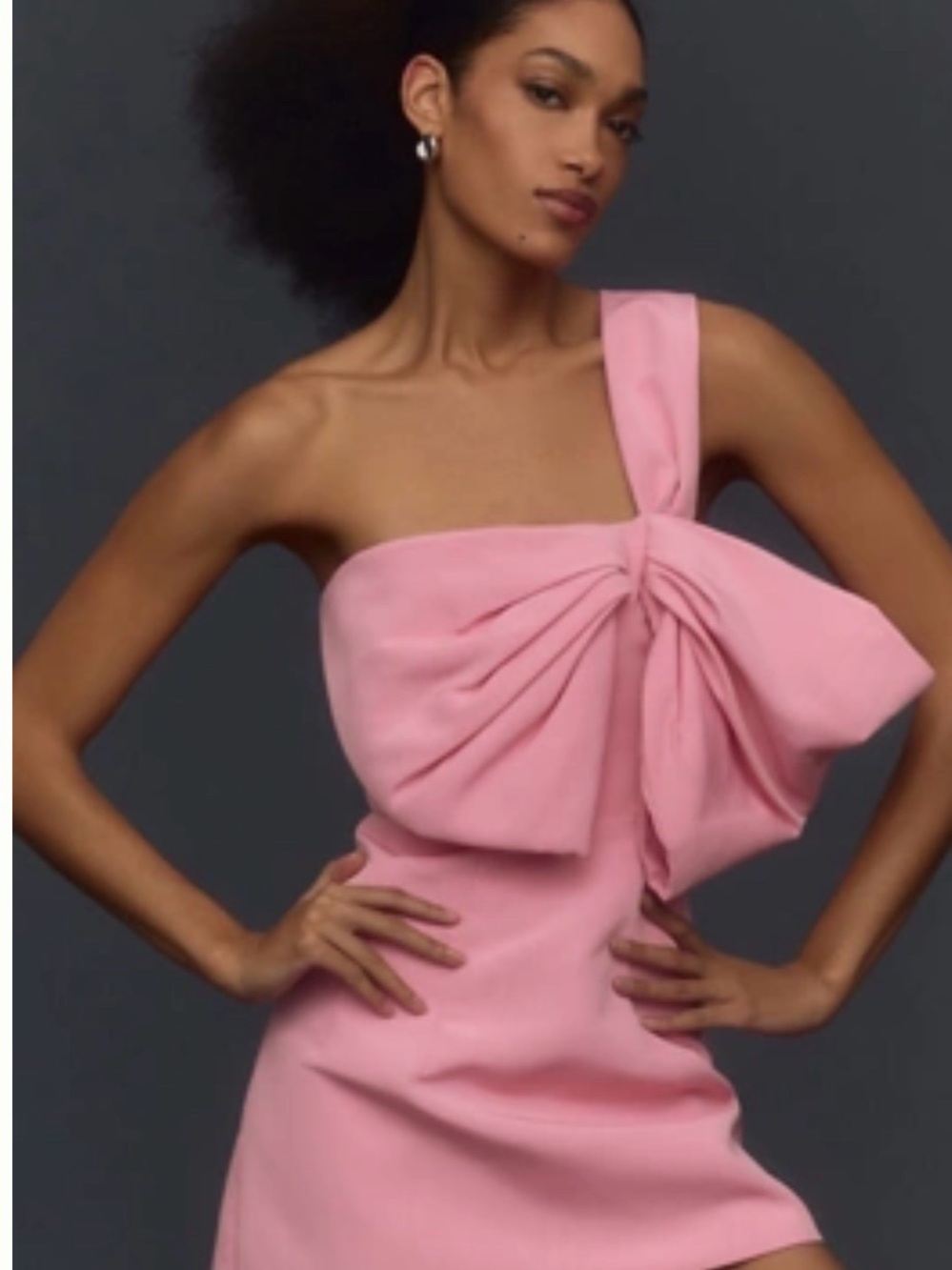 Bardot Pink One-Shoulder Bow Mini Dress